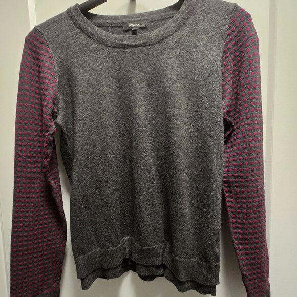 RW & Co. Women's Knit Long Sleeves Top w/Dots - Charcoal Grey/Red - Sze Medium - Picture 10 of 12
